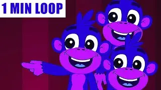 Five Little Monkeys Remix 🐵 [1 MIN LOOP] Cute 3D Animated Nursery Rhymes Animal Songs | @ToonyMonka
