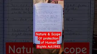 Nature & Scope of Protection of Human Rights act,1993 #law #handwrittennotes