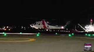 Helijet Air Ambulance Sikorsky S-76 launches on a night mission from Victoria, BC.