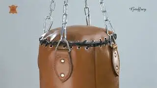 Punch Bag 100cm and Boxing Gloves Pro Velcro 12oz - Tan 100% Cow Leather - Retro & Vintage style