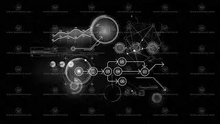 Virtual projection of abstract infographic data, animation with alpha channel.