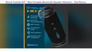 Treblab Hd7 - Mini Portable Bluetooth Speaker Wireless - 12w Stereo, 360&deg;Hd Sound W/Bass, Tws Dual