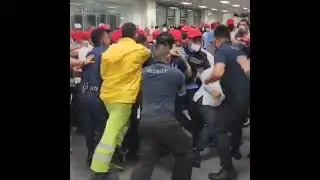 Group of men wearing red caps attempted to enter Okada Manila today. Not yet clear who they are!