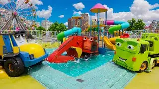 🛠️ Pool Building Day! Maxie and Friends Create Summer Fun | Construction Vehicles 3D