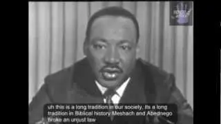 Martin Luther King Jr. Speech Civil Disobedience and obeying Just vs. Unjust laws (Closed Captioned)