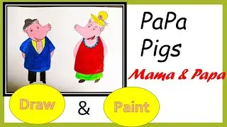 How to Draw & Colour Peppa Pig / Kids Painting Easy Craft Video / Preschool Nursery English Cartoon