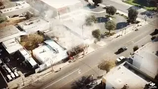 Drone video of Baker Street fire in northeast Bakersfield
