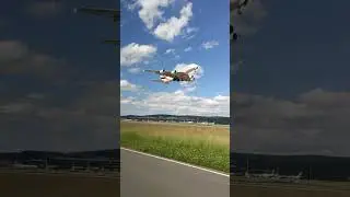 Emirates A380 Takeoff at Zurich Airport