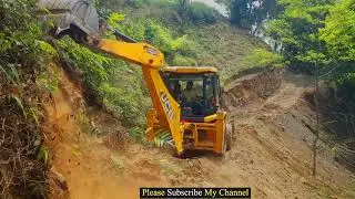Jcb Machine cutting sloppy hill new track in mountain area @roadtrendmachinework