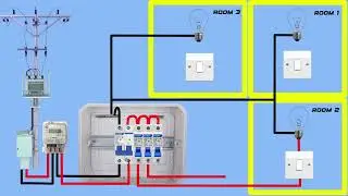 How to Use a 2-Pole MCB Breaker and 3 Single Pole Breakers to Control Three Rooms