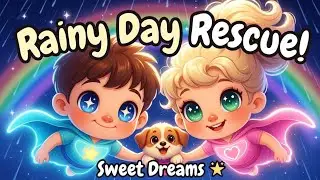 Super Siblings Bedtime Story: Rainy Day Rescue Adventure 🌧️🌈 | Calming Kids Sleep Tale 💤
