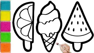 Learn to draw watermelon icecream,pop icecream and flowers icecream, Easy arts, part-53