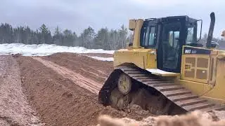 Cat Caterpillar D6T Dozing Sand In Slot Dozer Pushing Load