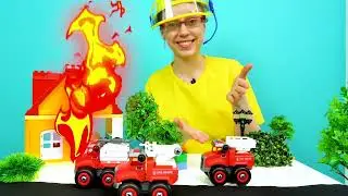 Tulipalo kaupungissa! Paloautot ja lelurekat - Lasten autot & videoita suomeksi