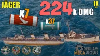 Destroyer J&auml;ger 7 Kills & 224k Damage | World of Warships Gameplay