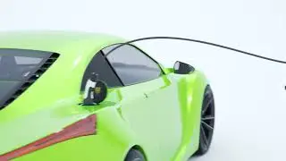 Electric car connected to the charging station