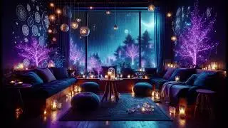 Rain Sound  ASMR with Purple Cafe and Raining Window Wallpaper / Backgrund