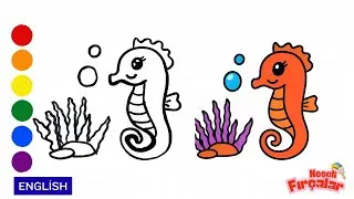 Easy Seahorse Drawing 🐠 | Cute Seahorse Story and Drawing for Kids