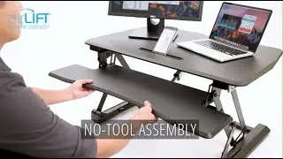 Seville Classics Standing Workstation Ergonomic Dual Monitor Riser with Keyboard Tray