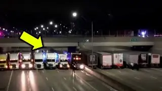 Heroic Act 13 Truck Drivers Block Highway to Create a 'Safety Net'