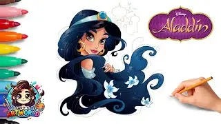 How to Draw Princess Jasmine from Aladdin 💜 | Head & Hair Fanart Tutorial | Easy Disney Drawing