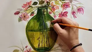 Flower Painting | Soft & Loose Colour floral art in a Vase | Easy Step by step for beginners