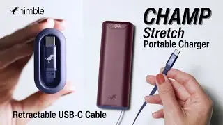 Nimble CHAMP Stretch Portable Charger | Retractable USB-C Cable