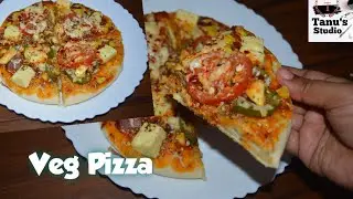 Homemade Veg Pizza Recipe | Veggies Pan Pizza | No Oven Pizza | Tanu's Studio
