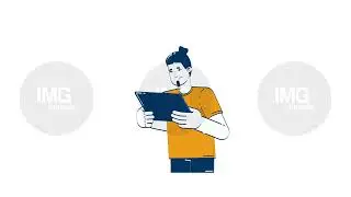 Worried man looking at tablet 2D character doodle animation