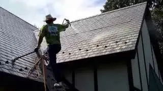 Safe non pressure Slate Roof cleaning