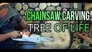 Beautiful Tree of Life, chainsaw carving by beeldighout.nl