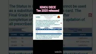 IGNOU DECE result 2025 DECE assignmentark update #dece @aspirant12345