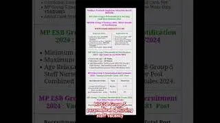 MP Mein paramedical aur nursing staff ki vecancy