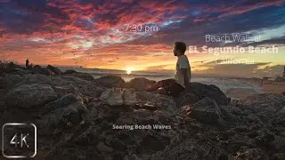 Sunset Walk at El Segundo Beach, California | 4K 60fps | Relaxing Waves Sound #Beach