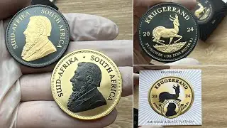KRUGERRAND Gold Black Platinum 1 Oz Silver Coin 1 Rand South Africa 2024
