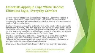 Essentials Applique Logo White Hoodie