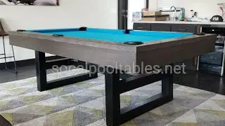 Chino Charcoal Pool Table Dining Table in 7ft with Tournament Blue felt
