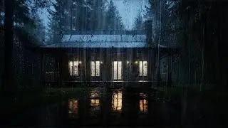 Heavy Rain at Nightfall | Cabin Ambience