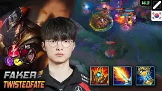 페이커 트페 미드 템트리 룬 슈렐 감전 - Faker Twisted Fate 매치 하이라이트 - 롤 KR 천상계 패치 14.3