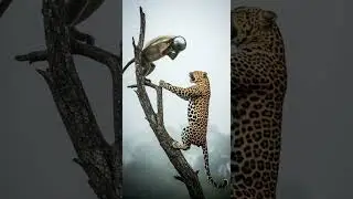 The monkey's weapon was a frying pan! #Monkey #Leopard #FryingPan #WildComedy #UnexpectedTwist