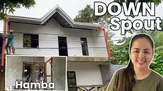 PAGPAPAKABIT NG DOWN SPOUT AT HAMBA NG MGA PINTO NG KWARTO SA SECOND FLOOR|vlog#852