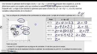 Math SN5 - Solutions avantageuses et Fonction Objectif