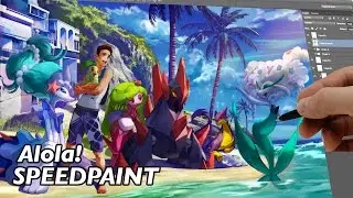 Primarina, Tsareena, liepard, Gigalith (speedpaint)