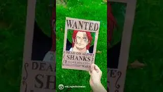 Shanks wanted poster || Anime glass painting || One Piece #shorts #onepiece #animeglasspainting