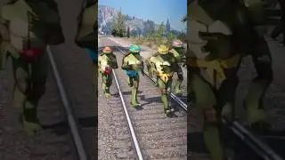 GTA V- TEENAGE MUTANT NINJA TURTLES SAVING FRANKLIN FROM THOMAS THE TRAIN Coffin Dance Song Cover