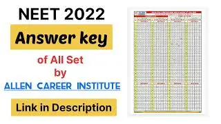 Answer key Neet ug 2022/Neet 2022 answer key/Chouhan Education/Neet 2022 Answer key by Allen