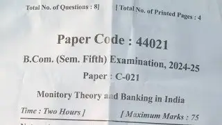 B.Com. (Sem. Fifth) Monitory Theory and Banking in India Question Paper 2024&ndash;25 #mjpru #bcom #pyq 