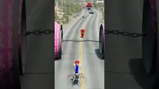 Skibidi Toilet VS Barbie Bollard & Chain in BeamNG.drive #shorts