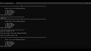 Students Database with linked list