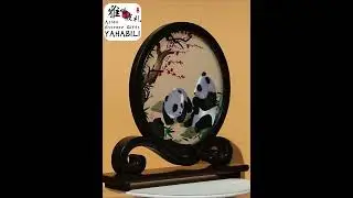 Exquisite Double-Sided Suzhou Silk Embroidery Panda Desk Decor #art#Panda